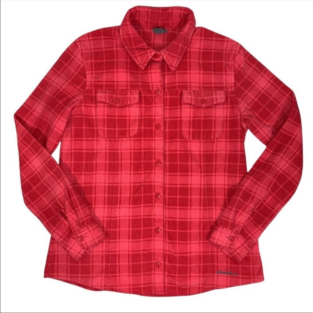 Eddie Bauer Fleece Button Up Plaid Shirt